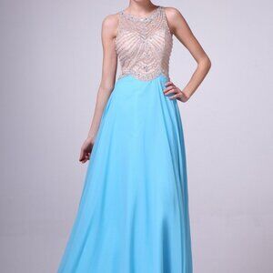 High Neck Lace Bodice Evening Dress CD8733